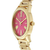 Michael Kors Hartman Quartz Pink Dial Gold Steel Strap Watch For Women - MK3520