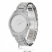 Michael Kors Lauryn Analog Crystals Silver Dial Silver Steel Strap Watch For Women - MK3717