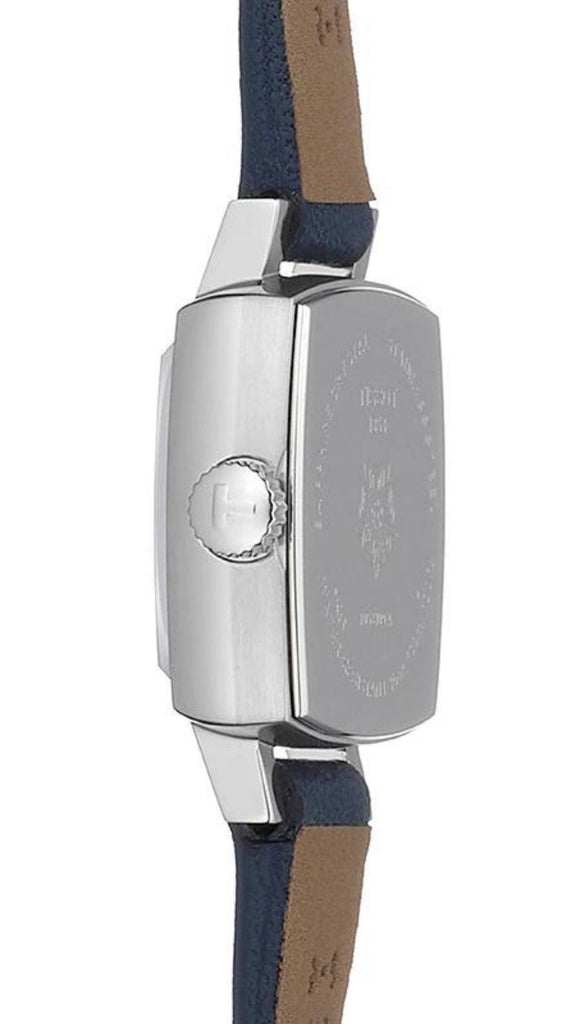 Tissot Lovely Square Silver Dial Jam Tangan Tali Kulit Biru Untuk Wanita - T058.109.16.031.00