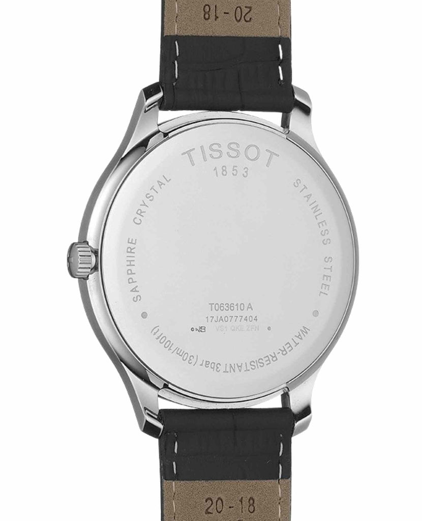 Tissot T Classic Tradition Jam Tangan Tali Kulit Hitam Dial Biru Untuk Pria - T063.610.16.047.00