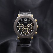 Guess Edge Chronograph Black Dial Black Leather Strap Watch For Men - GW0492G1