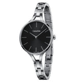 Calvin Klein Graphic Black Dial Silver Steel Strap Watch for Women - K7E23141