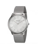 Calvin Klein Minimal White Dial Silver Mesh Bracelet Watch for Men - K3M22126