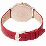 Emporio Armani Kappa Classic Quartz Silver Dial Red Leather Strap Watch For Women - AR11114