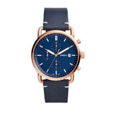 Fossil The Commuter Blue Dial Blue Leather Strap Watch for Men - FS5404