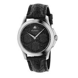 Gucci G Timeless Quartz Black Dial Black Leather Strap Watch For Men - YA1264031