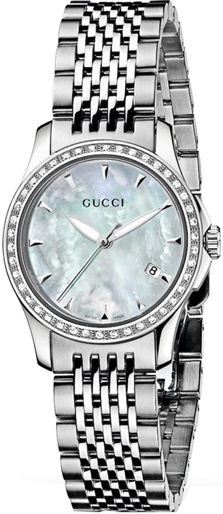 稀少 GUCCI(グッチ) G-Timeless Silver Diamante Ladies Watch Gucci G Timeless Diamonds Mother of Pearl Dial Silver Steel