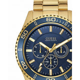 Guess Chaser Multifunction Blue Dial Gold Steel Strap Watch for Men - W0172G5