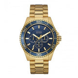 Guess Chaser Multifunction Blue Dial Gold Steel Strap Watch for Men - W0172G5