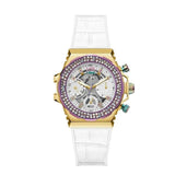 Guess Fusion Chronograph White Dial White Leather Strap Watch For Women - GW0553L2