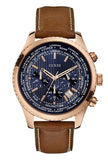 Guess Persuit Chronograph Blue Dial Brown Leather Strap Watch for Men - W0500G1