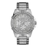 Guess Zeus Multifunction Diamonds Silver Dial Silver Steel Strap Watch for Men - GW0209G1