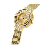 Guess Dream Quartz Gold Dial Gold Mesh Strap Watch For Women - GW0550L2