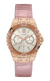 Guess Limelight Quartz Analog White Dial Pink Leather Strap Watch For Women - W0775l3