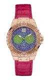 Guess Limelight Quartz Multicolor Dial Red Leather Strap Watch For Women - W0775L4