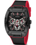 Guess Phoenix Multifunction Black Dial Black & Red Rubber Strap Watch for Men - GW0202G7