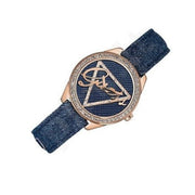Guess Little Flirt Quartz Blue Dial Blue Leather Strap Watch For Women - W0456L6