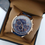 Guess Horizon Chronograph Blue Dial Blue Leather Strap Watch For Men - W0380G5