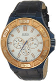 Guess Force Multi Function White Dial Blue Leather Strap Watch For Men - W0674G7