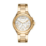 Michael Kors Camille Chronograph White Dial Gold Steel Strap Watch For Women - MK7270