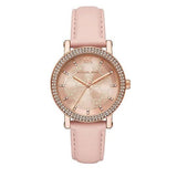 Michael Kors Corey Analog Rose Gold Dial Pink Leather Strap Watch For Women - MK2987