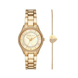 Michael Kors Lauryn Quartz Mother of Pearl Gold Dial Gold Steel Strap Watch For Women - MK4490