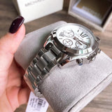 Michael Kors Bradshaw  Chronograph Silver Dial Silver Steel Strap Watch for Women - MK6174