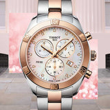 Tissot PR 100 Sport Chic Chronograph Diamonds Mother of Pearl Dial Two Tone Steel Strap Watch for Women - T101.917.22.116.00