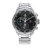 Tommy Hilfiger Trent Quartz Black Dial Silver Steel Strap Watch For Men - 1791805