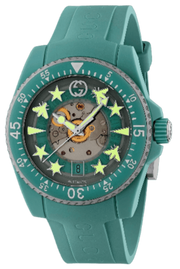 Gucci Dive Automatic Green Dial Green Rubber Strap Unisex Watch - YA136344