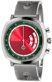 Gucci Grip Quartz Chronograph Red Dial Silver Steel Strap Watch For Men - YA157303