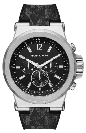 Michael Kors Dylan Chronograph Black Dial Black Rubber Strap Watch For Men