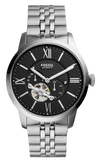 Fossil Townsman Black Dial Silver Steel Strap Watch for Men - ME3107