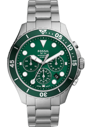 Fossil FB-03 Chronograph Green Dial Silver Steel Strap Watch for Men - FS5726