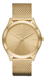 Michael Kors Slim Runway Quartz Gold Dial Gold Mesh Bracelet Watch For Women - MK8625