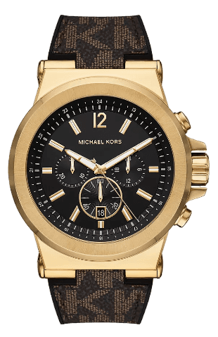 Michael Kors Dylan Chronograph Black Dial Brown Rubber Strap Watch For Men