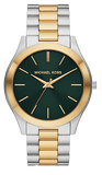 Michael Kors Slim Runway Quartz Green Dial Two Tone Steel Strap Watch for Women - MK9149