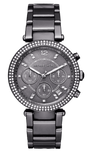 Michael Kors Parker Chronograph Grey Dial Grey Steel Strap Watch For Women - MK6265