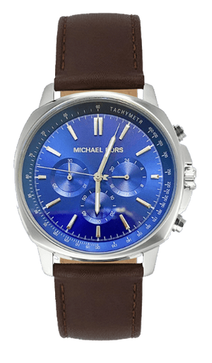 Michael Kors Sullivan Quartz Blue Dial Brown Leather Strap Watch For Men - MK8996