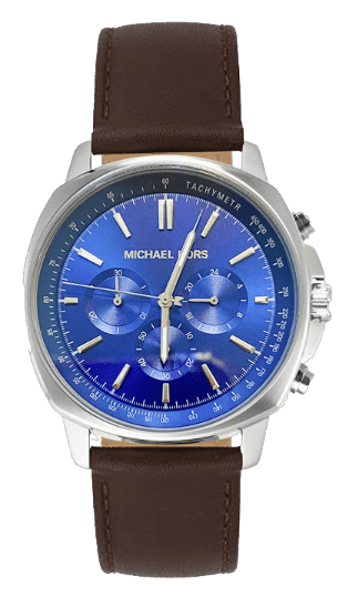 Michael Kors Sullivan Quartz Blue Dial Brown Leather Strap Watch For Men