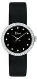 Dior La D De Dior Diamonds Black and Blue Dial Black Leather Strap Watch for Women - CD047111A004 0000