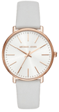 Michael Kors Pyper Quartz White Dial White Leather Strap Watch For Women - MK2800