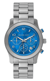 Michael Kors Runway Stop Hunger Blue Dial Silver Steel Strap Watch for Women - MK7427