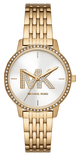 Michael Kors Three Hand Silver Dial Gold Steel Strap Watch for Women - MK1051