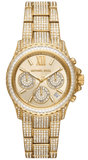 Michael Kors Everest Chronograph Crystals Gold Dial Gold Steel Strap Watch For Women - MK7254