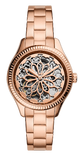 Fossil Rye Automatic Skeleton Rose Gold Dial Rose Gold Steel Strap Watch for Women - BQ3754