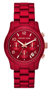 Michael Kors Runway Analog Chronograph Red Dial Red Steel Strap Watch for Women - MK7436