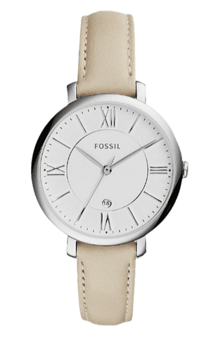 Fossil Jacqueline Beige Dial Pink Leather Strap Watch for Women - ES3793