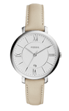 Fossil Jacqueline Beige Dial Pink Leather Strap Watch for Women - ES3793