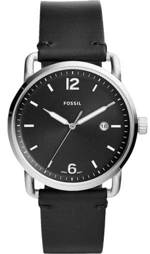 Fossil The Commuter Black Dial Black Leather Strap Watch for Men - FS5406